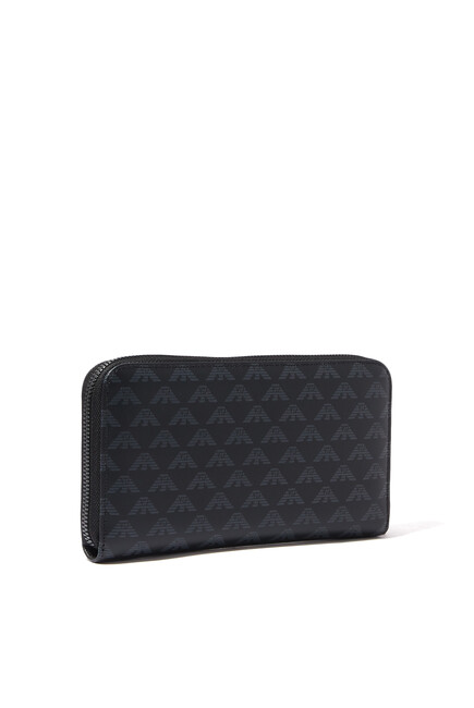 Eagle Monogram Zip-Around Leather Wallet